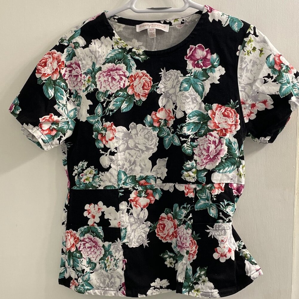 Happily Scrubbed printed scrub top